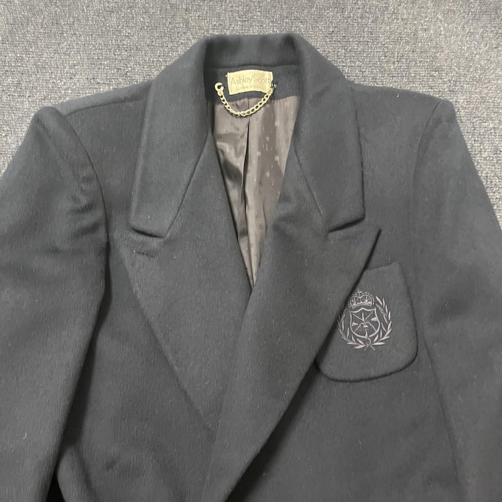 Vintage Ashley Scott Coat Womens XL Blue Wool Pea Crest Blazer Embroidered 80s